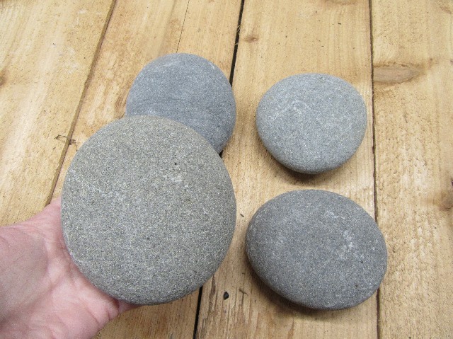 4 Flat Large Rocks 4 to 6 inches each. Lot of 4 rocks, beach rock